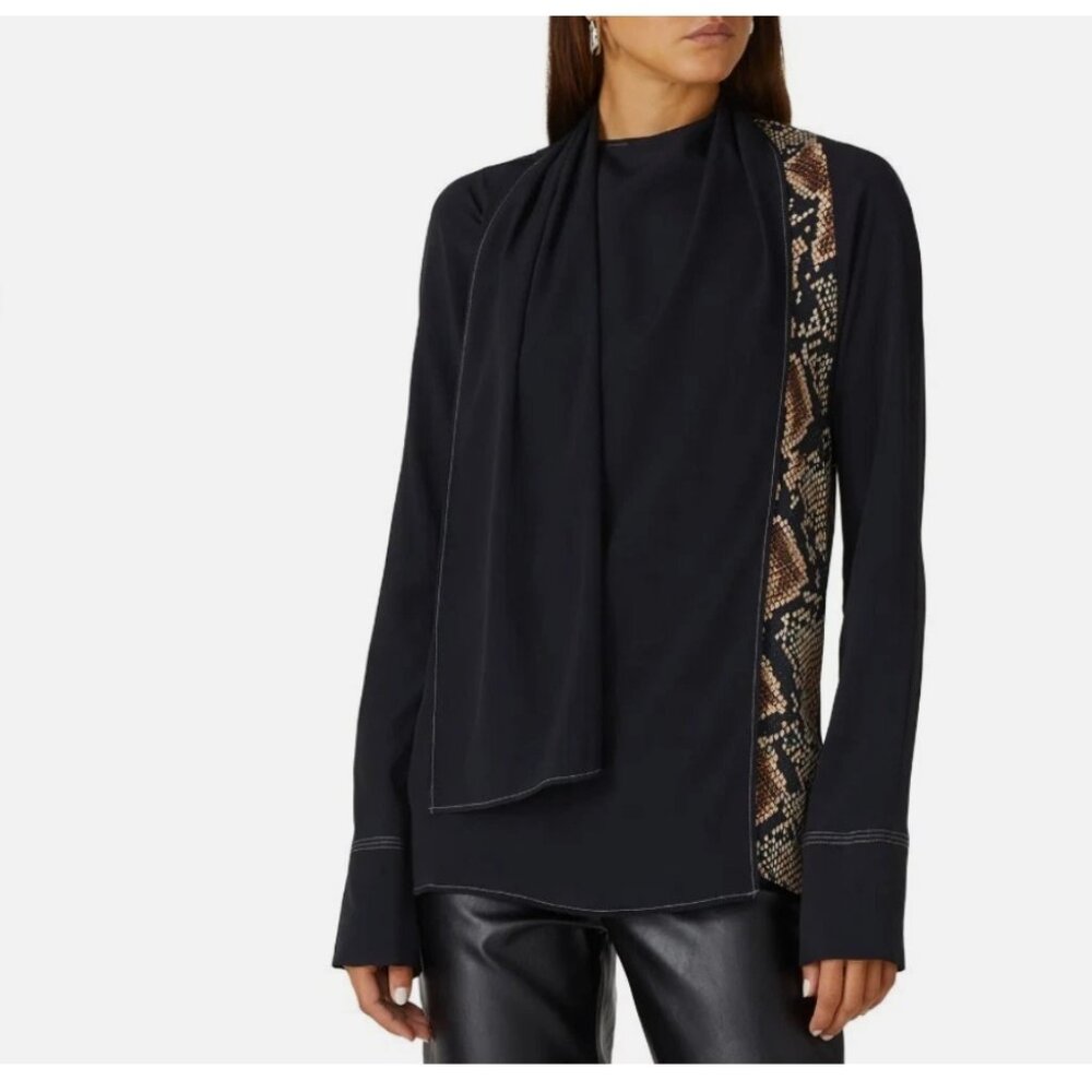 Atlein Snakeskin Draped‎ Scarf Blouse